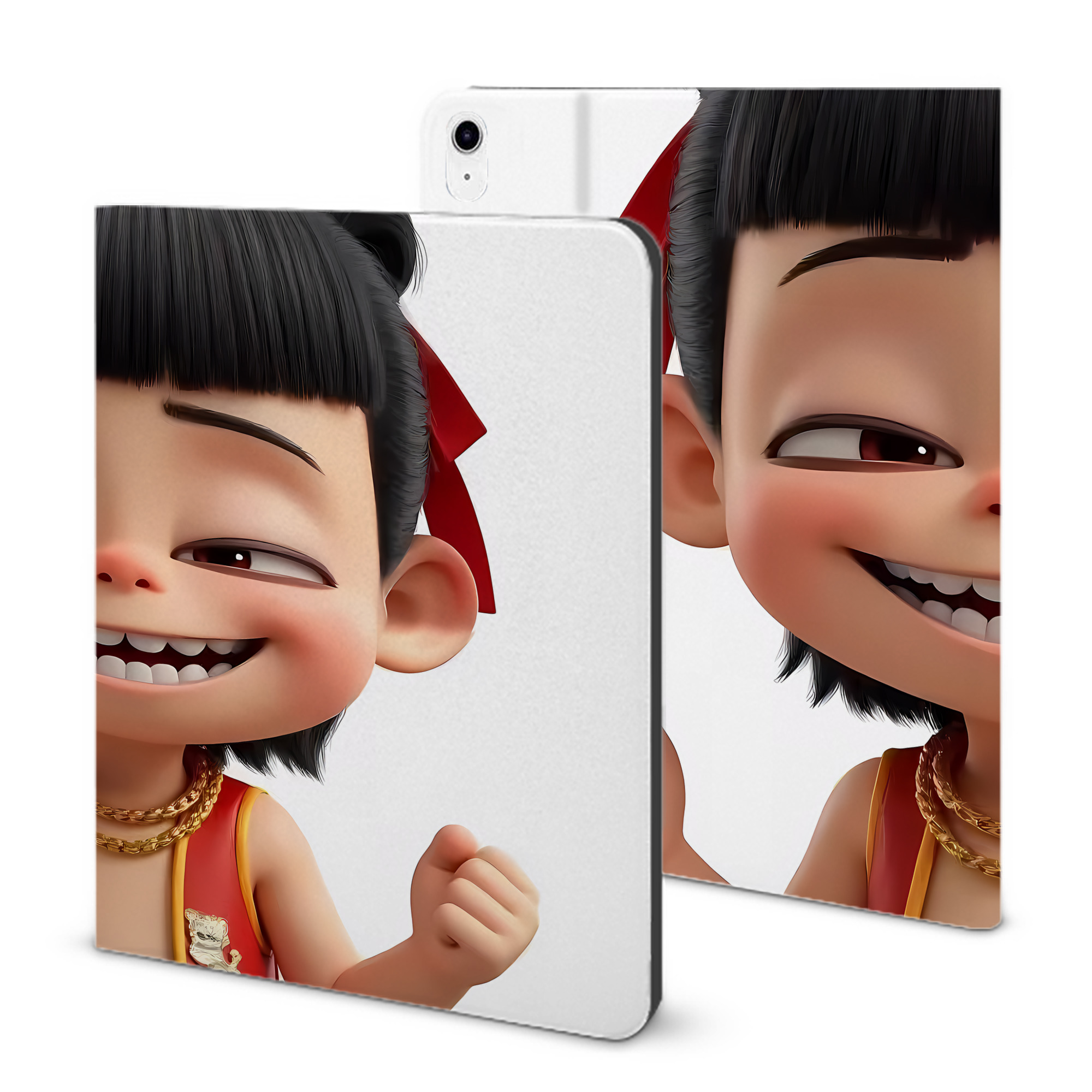 （画像用） Ne Zha 2 ナタ 魔童の大暴れ IPad ケース ブック型 PUレザー TPU 耐衝撃 軽量 薄型 ペン収納なし 全面保護 IPad 各モデル対応